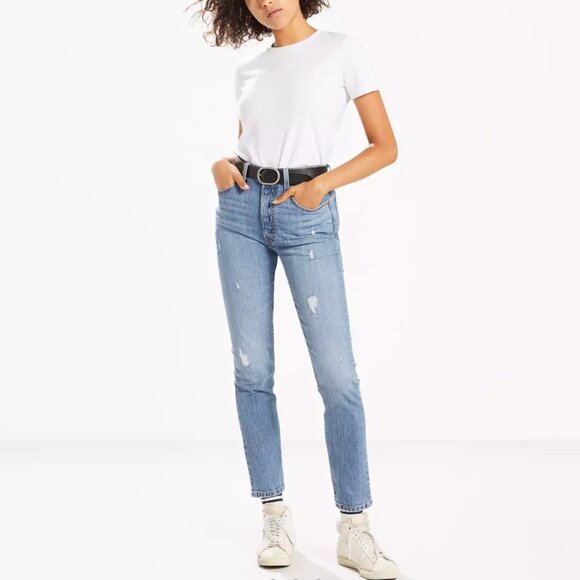 Levi's 501 Women's Skinny Jeans Leave a Trace Light Wash W27 L28 Distressed - Picture 1 of 16